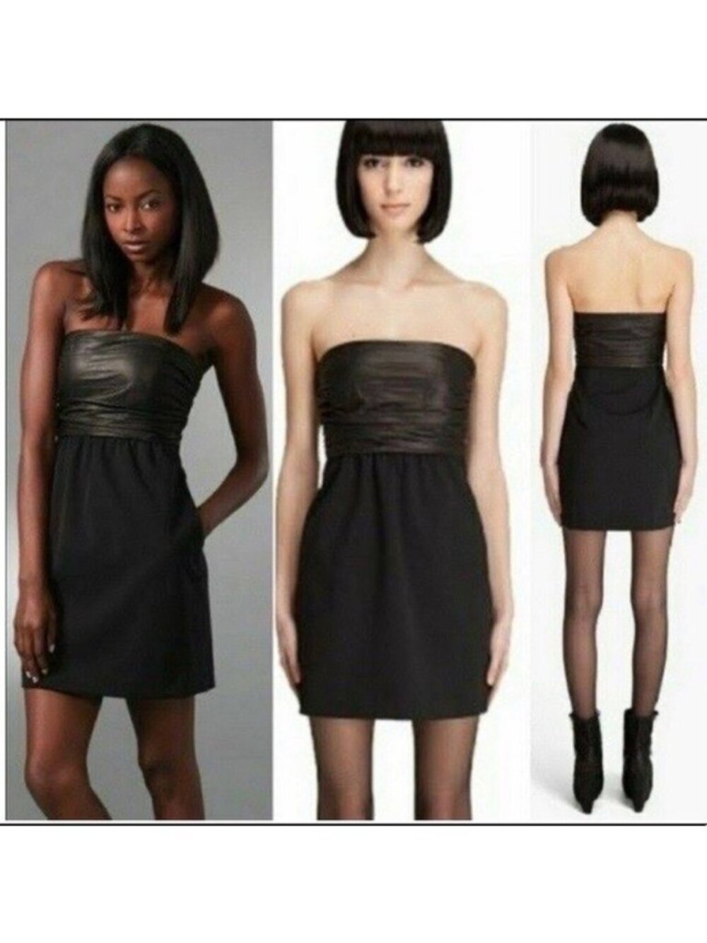Theory Amandine Chateau Leather Strapless Dress sz 10 Retail $415